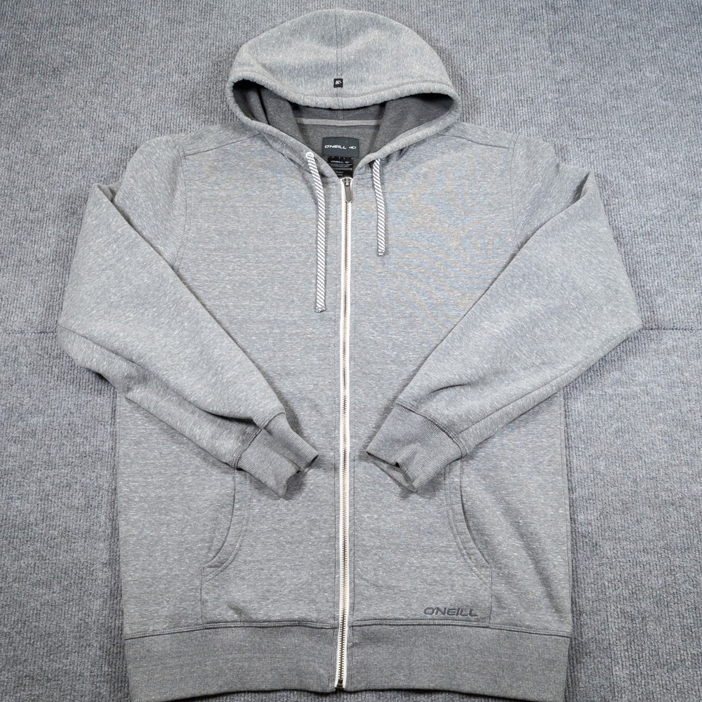 O'Neill Surf Mens L Gray Full Zip Fleece Sweatshirt Hoodie Jacket Outerwear